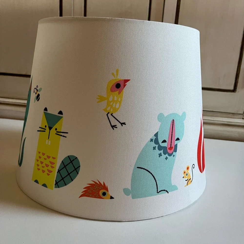 Ikea White Nursery Lampshade Bear Porcupine Woodland Forest Animals woodland